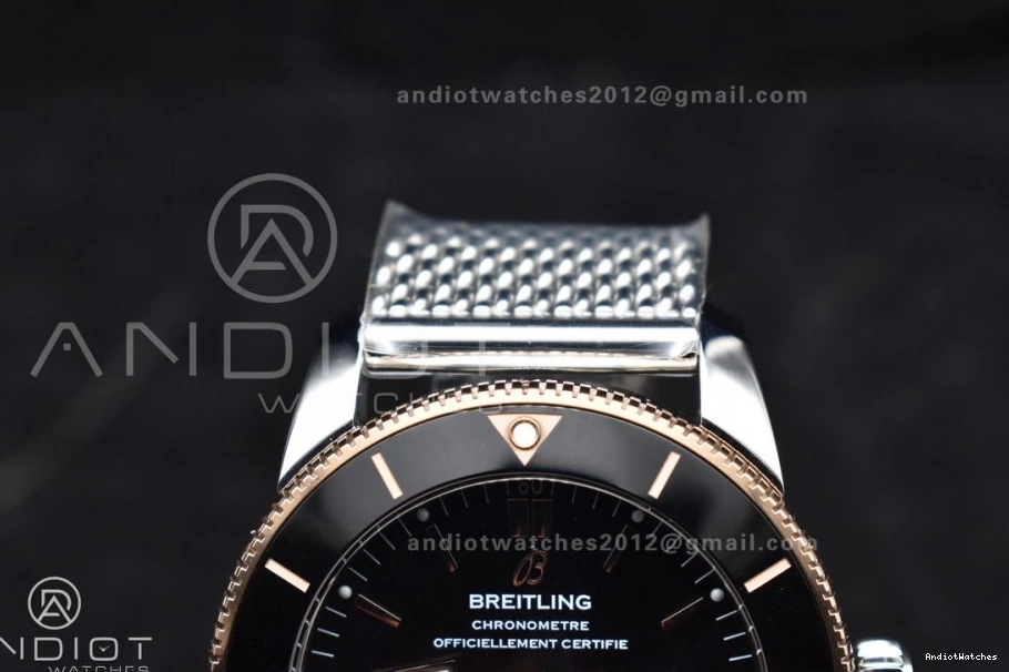 Durable 1173 A on II Dial Ceramic Black SS Black 42mm SuperOcean Bracelet BLSF Heritage Bezel Rubber RG and Bezel 0802